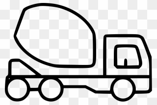Concrete Mixer Truck Heavy Machinery Construction - Transport Truck Clipart Black And White - Png Download
