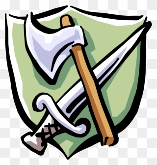 Vector Illustration Of Middle Ages Medieval Axe And - Axe And Sword Transparent Clipart