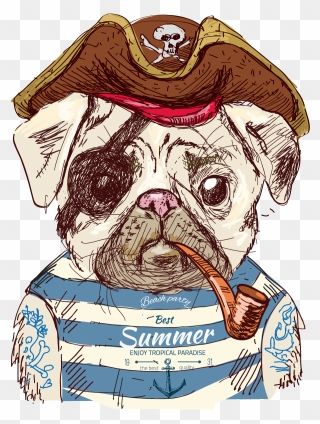 Expert Drawing Pug - Dog Pirate Drawing Clipart