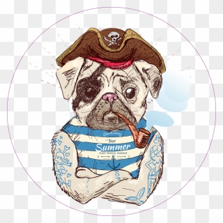 Transparent Pug Face Clipart - Cute Dog Drawing Illustration - Png Download