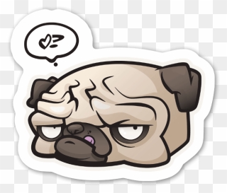 Unamused Pug Sticker - Drawing With Blob Brush Adobe Illustrator Clipart