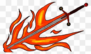 Clipart Fire Sword - Flaming Sword Clip Art - Png Download