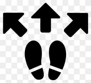 Icon Of Footprints With Three Arrows At The Top, Pointing - Choices Icon Clipart