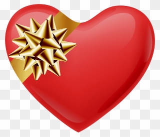 Heart With Gold Bow Transparent Png Image Clipart