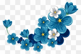Floral Blue Frame Png File - Blue Flowers Png Transparent Clipart