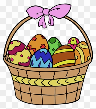 How To Draw Easter Basket - Easy Easter Egg Basket Drawing Clipart