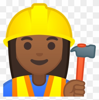 Woman Construction Worker Medium Dark Skin Tone Icon - Emoji Construction Worker Clipart