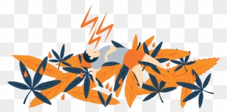 Illustration Of A Man Sleeping On Marijuana Leaves - Graphic Design Clipart