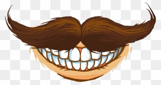 Jaw Mouth Cartoon Clip Art - Mouth With Mustache Clipart - Png Download
