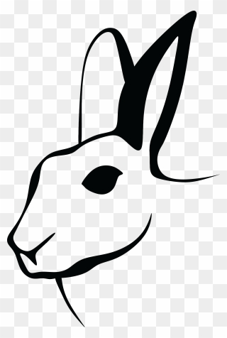 Free Clipart Of A Black And White Rabbit Head - Rabbit Silhouette Png Head Transparent Png