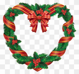 Transparent Heart Wreath Png - Heart Shaped Christmas Wreath Clipart