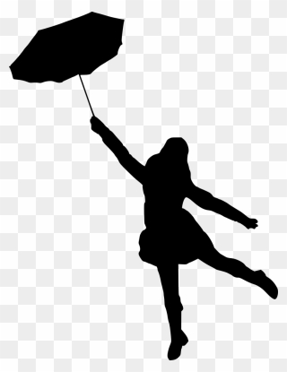 Silhouette Umbrella - Girl Umbrella Silhouette Png Clipart