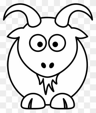 Animal Line Drawings Black - Cute Ram Clipart Black And White - Png Download