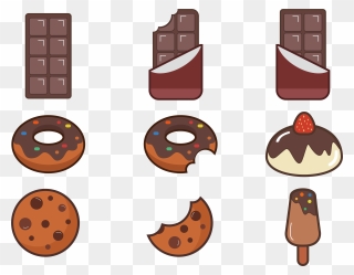 Cute Cartoon Icon Emoji Png Flowers Fruit Donut Food - Cute Cartoon Chocolate Png Clipart