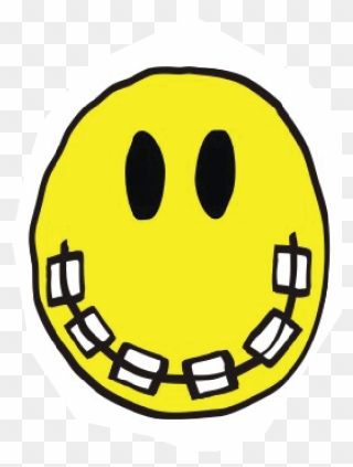 Yellow Smiley Face With Braces - Braces Clipart