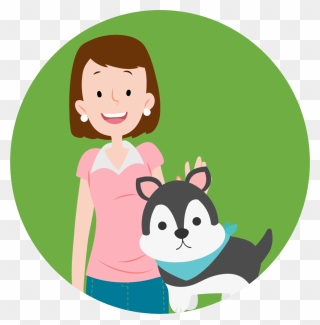 Pet Owner Green - Pet And Owner Cartoon Clipart