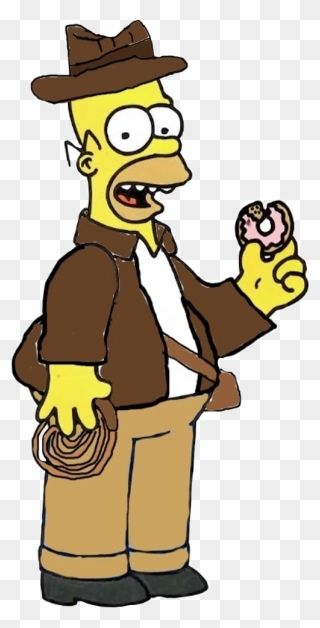 Indiana Jones Clipart Simpson - Homer Simpson Eating A Donut - Png Download