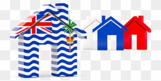 Three Houses With Flag - Flag Of The British Indian Ocean Territory Clipart