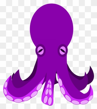 Cartoon Octopus Vector Illustration - Purple Octopus Clipart - Png Download
