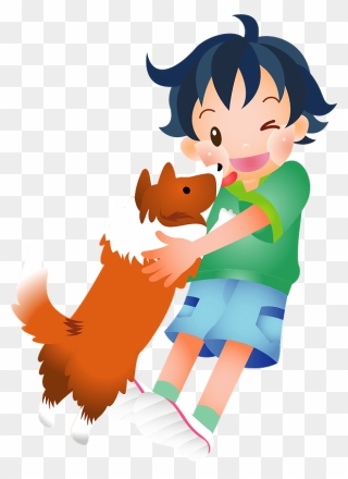 Dog Child Boy Clipart - 犬 と 遊ぶ イラスト - Png Download