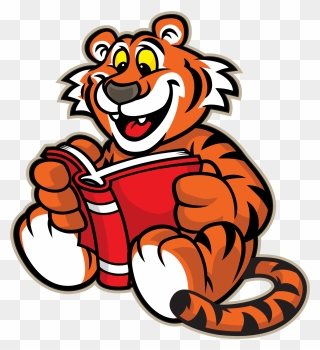 Tiger Clipart School - Tiger Reading A Book Clipart - Png Download