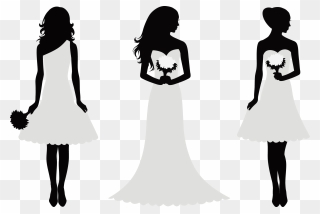 Decorative Silhouette Bride And Bridesmaids Png Download - Maid Of Honor Silhouette Clipart