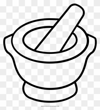 Mortar And Pestle Coloring Page - Mortar Line Drawing Clipart