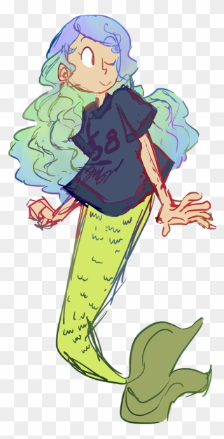 Mermaid W Mermaid Hair - Cartoon Clipart