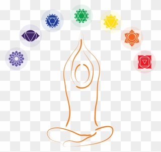 Yoga Pose With Chakra Symbols - Chakras Symbols Png Clipart