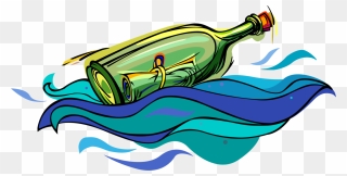 Vector Illustration Of Message In Bottle Form Of Communication Clipart