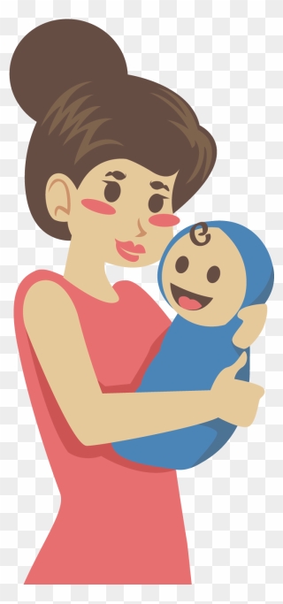 Mother Clip Art - Baby And Mom Cartoon - Png Download