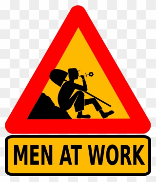 Free Clipart - Funny Men At Work Sign - Png Download