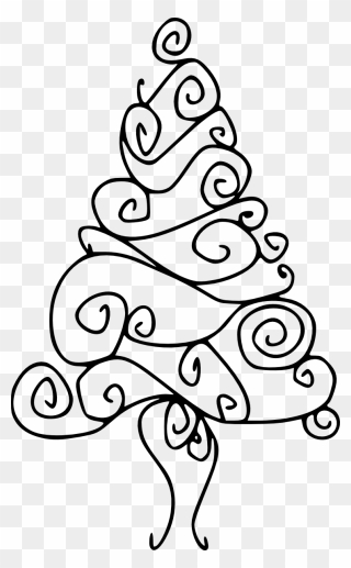 Swirly Tree Clipart Clipart Free Swirl Christmas Tree - Christmas Tree Drawing Png Easy Transparent Png