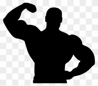 Bodybuilding Physical Clip Art - Muscular Man Silhouette - Png Download