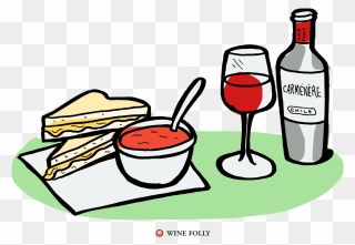 Grilled Cheese And Tomato Soup Pairs With Carménère Clipart