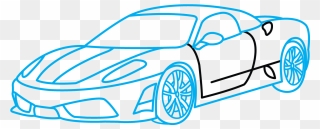 Drawn Ferrari Cute - Draw A Ferrari Car Clipart