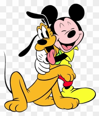 Mickey Mouse And Pluto Hugging - Mickey Mouse And His Dog Clipart