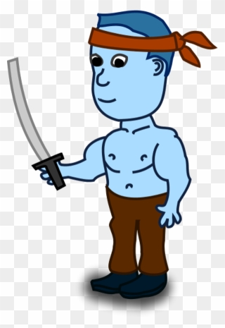Man Holding Sword And Wearing Head Band - Holding Sword Clipart - Png Download