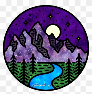 #forest #nighttime #wilderness #mountains #mountainrange - Circle Clipart