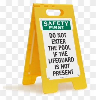 Safety First Do Not Enter Pool Sign - Men Working Above Do Not Enter Clipart