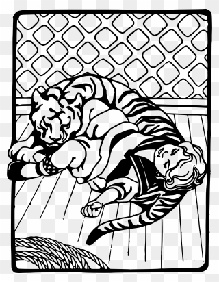 Hd Girl Sleeping With Tiger Free Unlimited Download - Sleeping Tiger Lineart Clipart