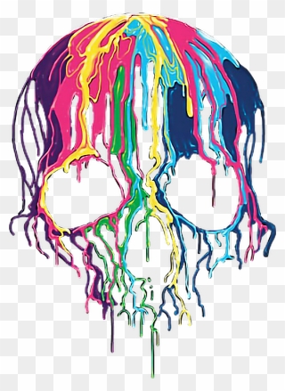 #skull #paint #rainbow #rainbowskull #skullrainbow - Skull Splatter Colorful Clipart