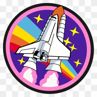 Rainbow Rocket Badge - Spaceship Stickers Clipart