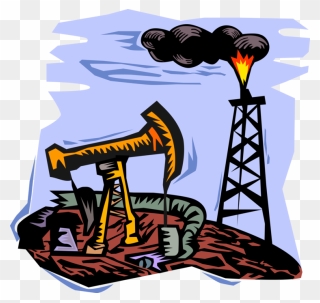 Vector Illustration Of Oil Drilling Derrick And Oil - Petroleum Oil Clip Art - Png Download