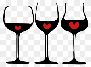 Hearts Clipart Wine - Free Wine Glass Clip Art Black White - Png Download