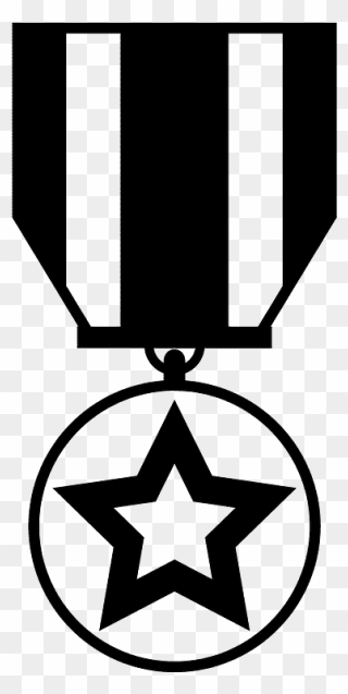 Military Medal Emoji Clipart - Military Medal Black And White - Png Download