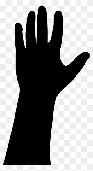 Vector Drawing Of Outline Of A Raised Hand - Hand Silhouette Hand Clip Art - Png Download