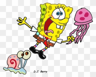 Spongebob And Gary And A Jellyfish - No Parking Berry Nickelodeon Clipart