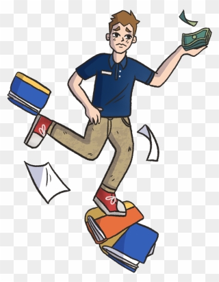 Student Workers Study Hard And Work Even Harder"   - Cartoon Clipart