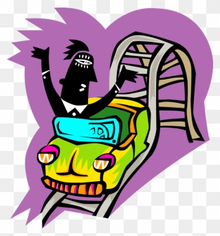 Vector Illustration Of Roller Coaster Rider Enjoys - Emotional Rollercoaster Clipart